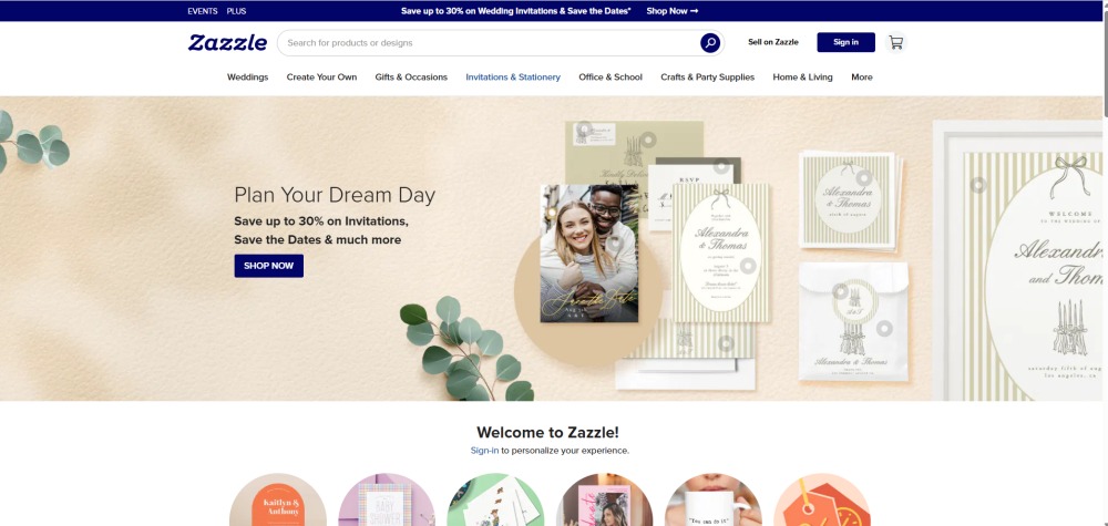 zazzle homepage