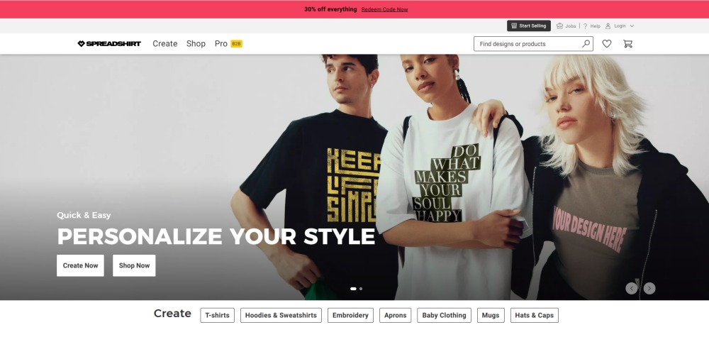 spreadshirt Homepage