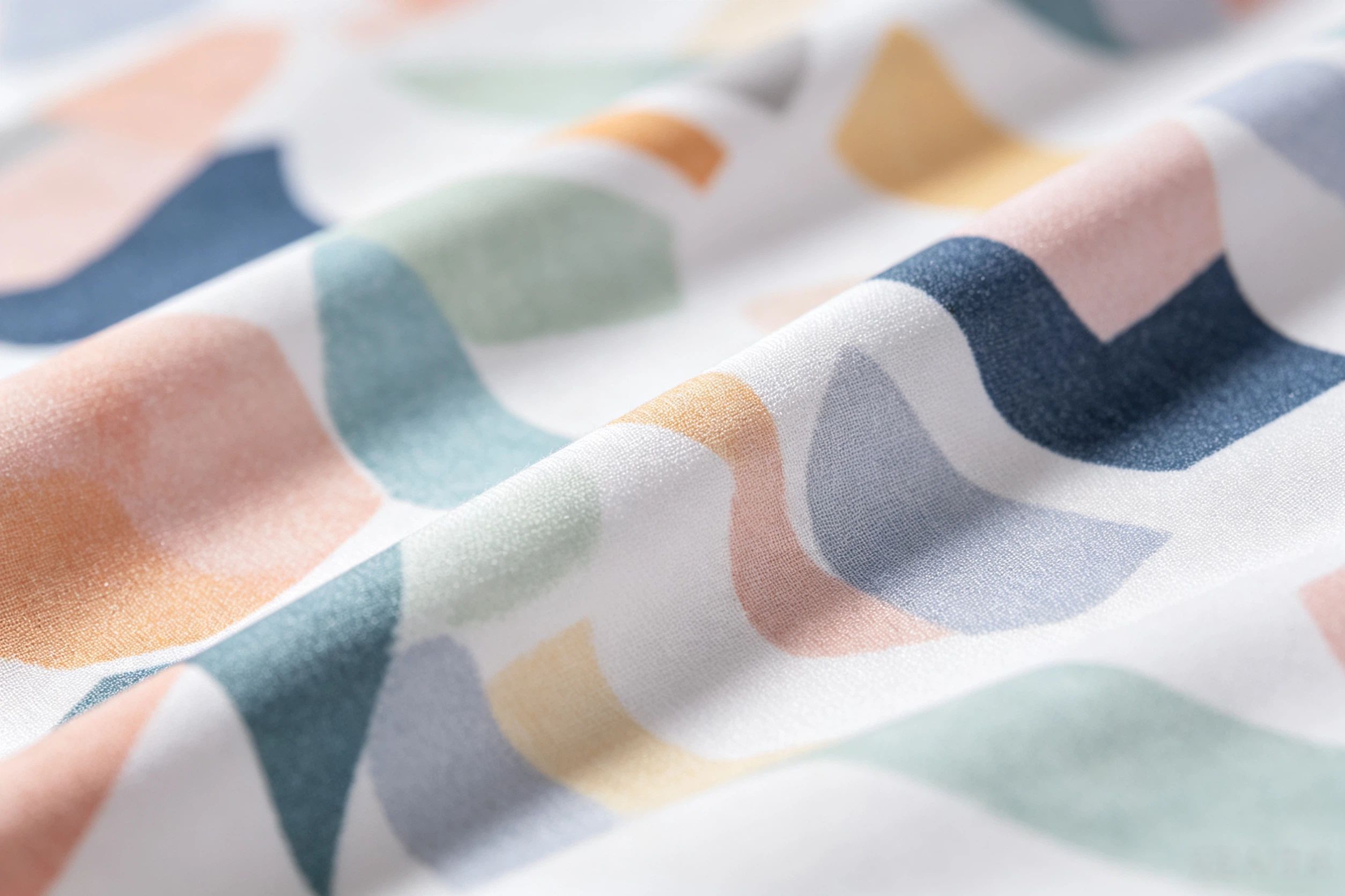 Close up of all-over print sublimation on polyester fabric showing dye bonded into fibers