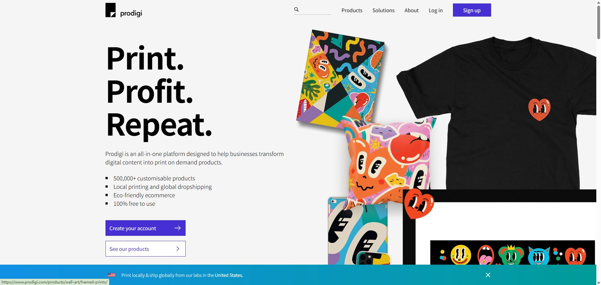 prodigi homepage