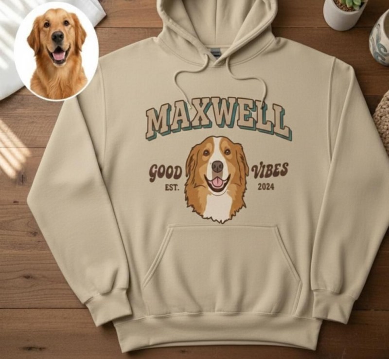 dog's face on hoodie