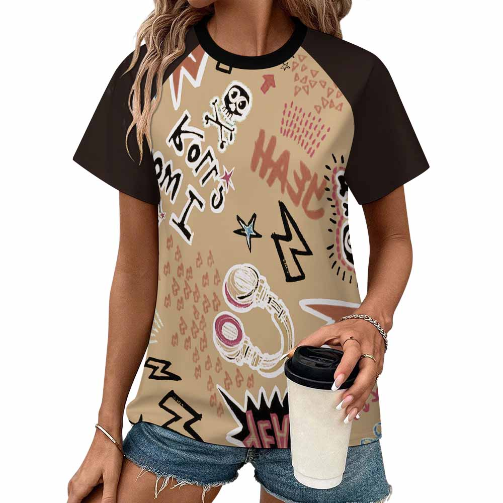 180gsm Women's Raglan T-shirt(All-Over Printing)