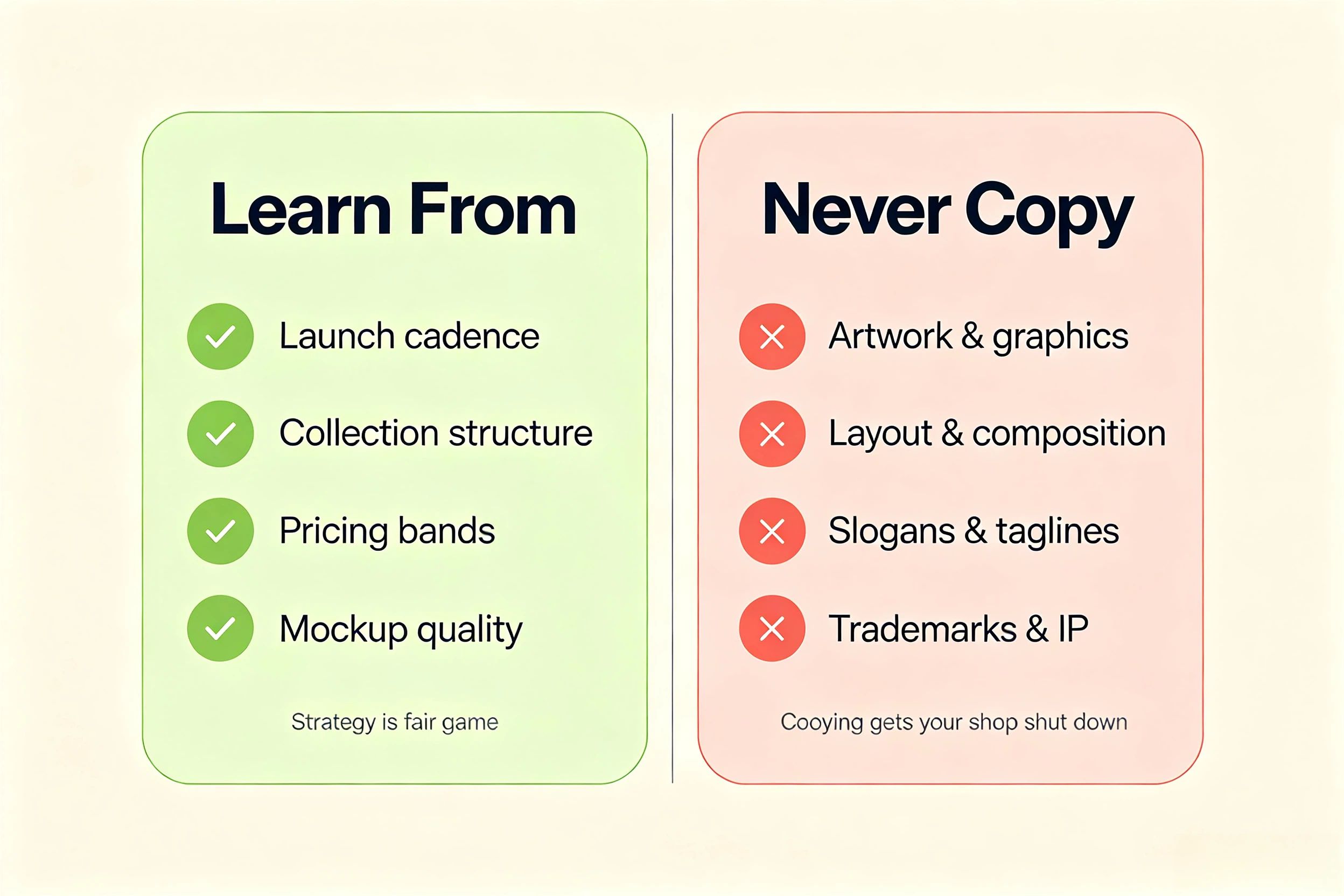 Etsy competitor monitoring learn vs copy comparison POD strategy