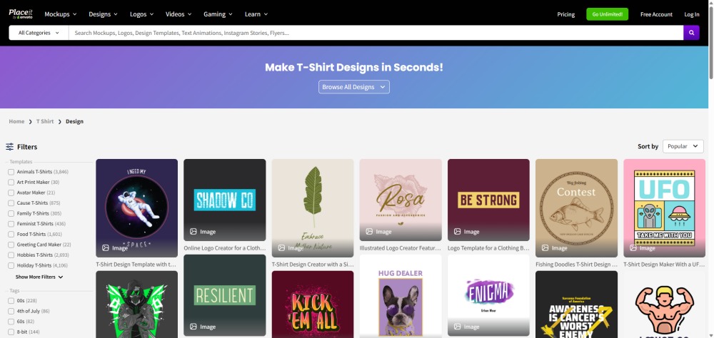 Custom T-Shirt Design Using Placeit