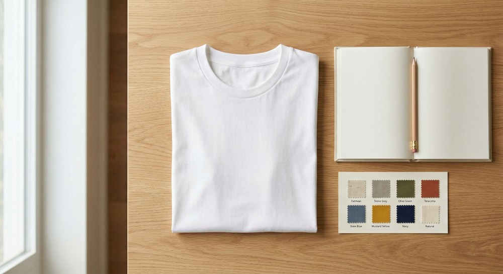 Blank T-Shirt on table