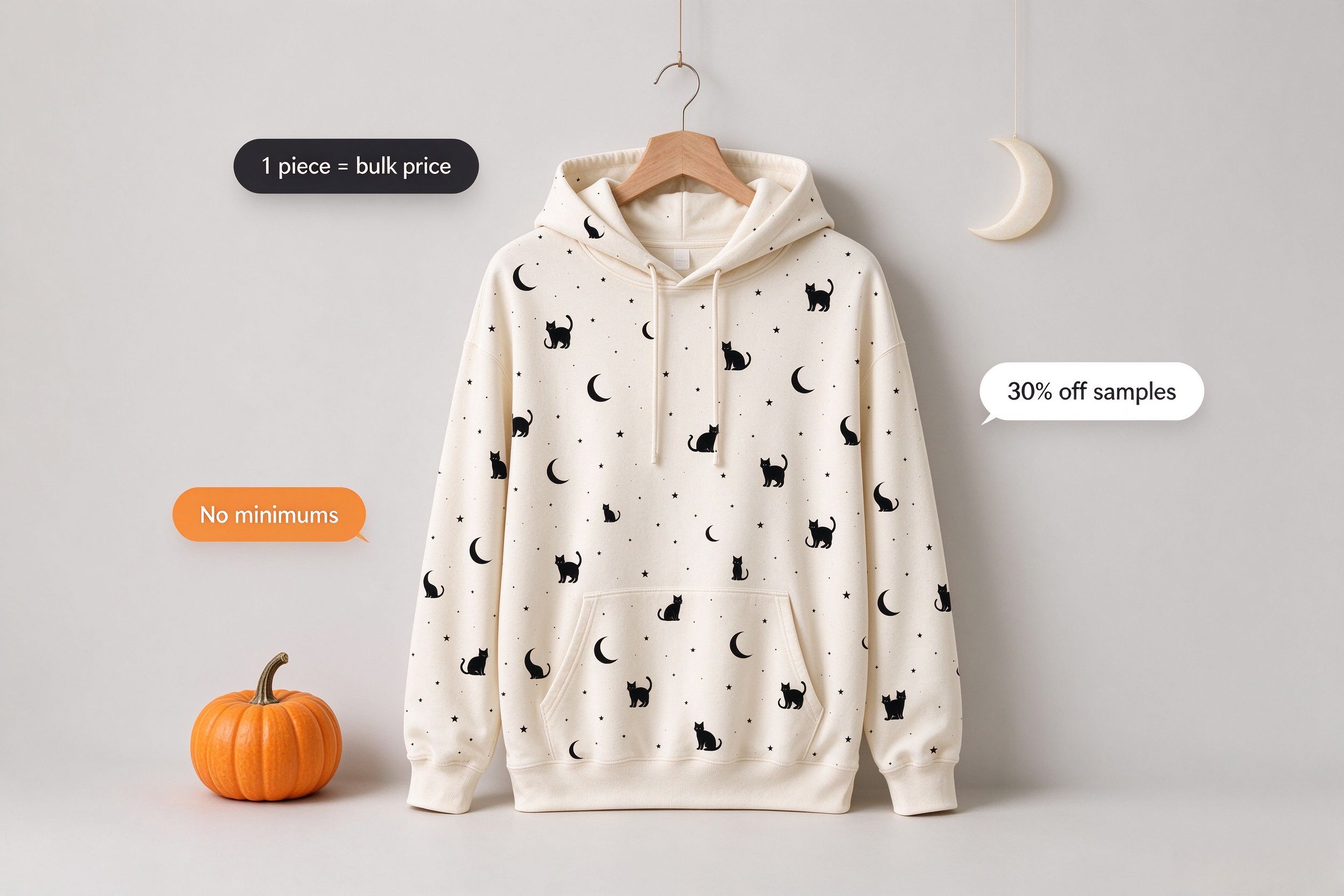 Halloween AOP hoodie PeaPrint hero shot