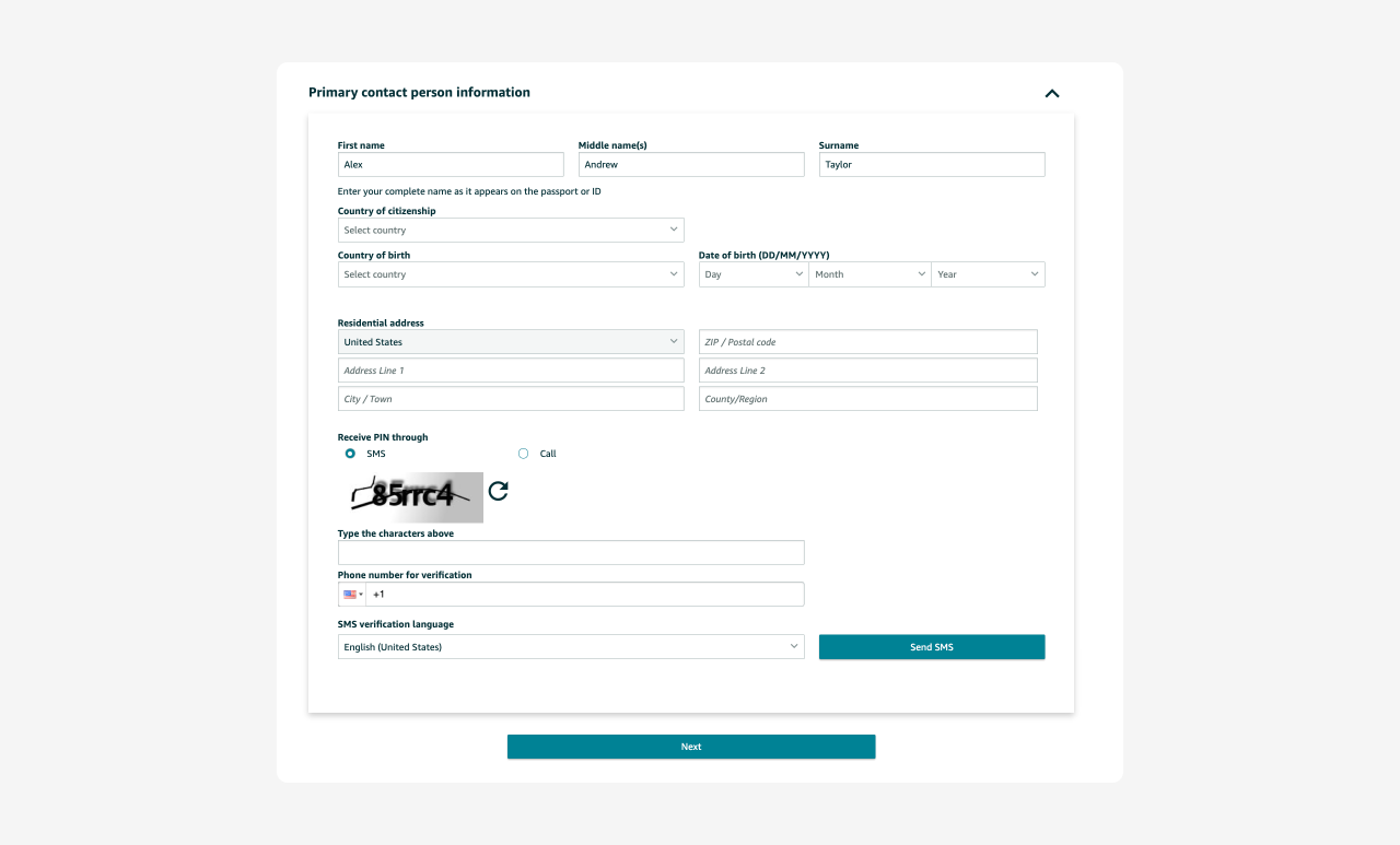 Enter your personal information