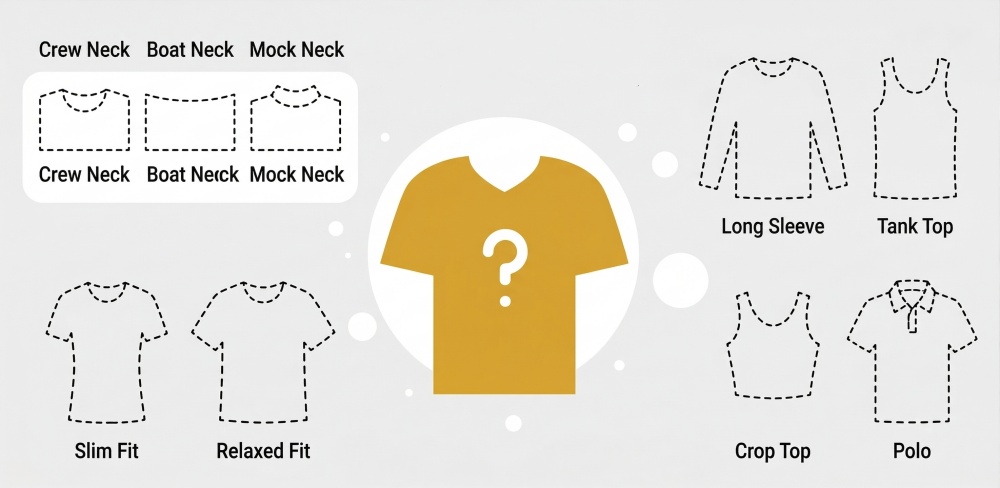 Choosing a t-shirt fit, style, sleeves, and neckline