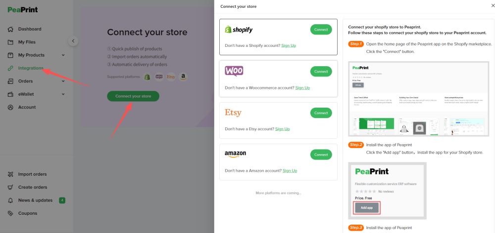 Integration with PeaPrint