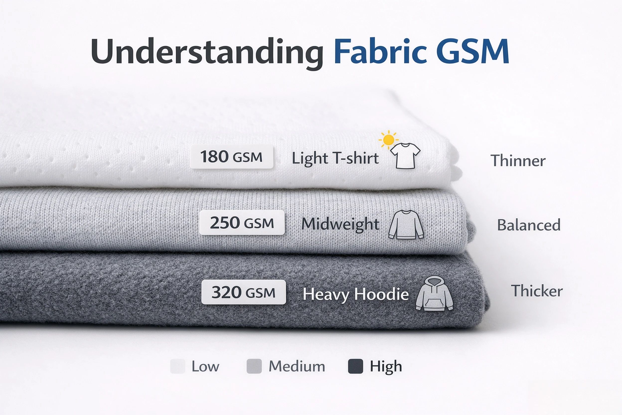AOP fabric GSM guide - lightweight, midweight, heavyweight polyester comparison