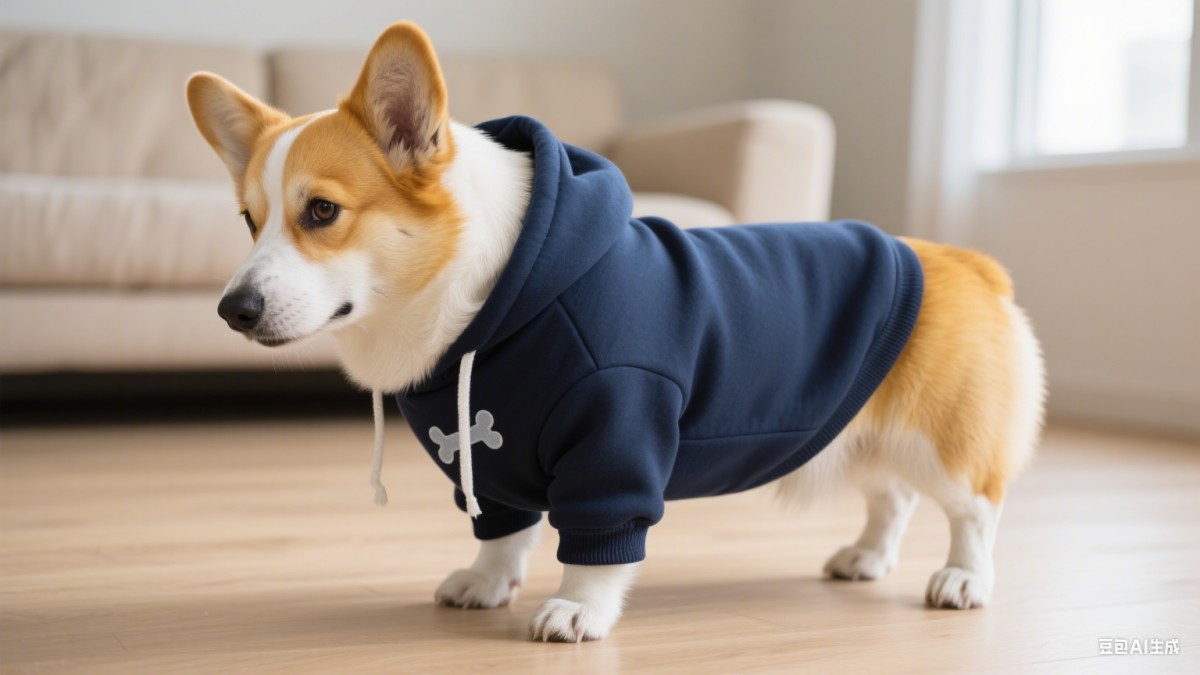 Corgi in a Pet hoodie